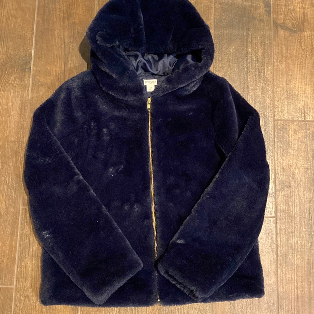 So soft faux fur Navy Crewcuts jacket